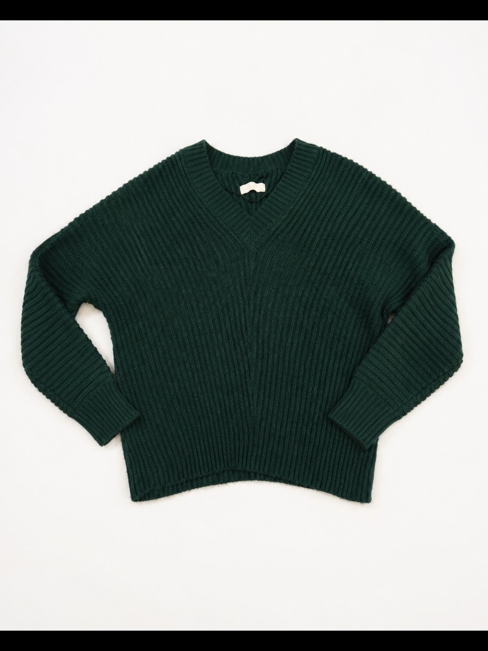 Sonoma Forest Green Ribbed Sonoma V-Neck Sweater